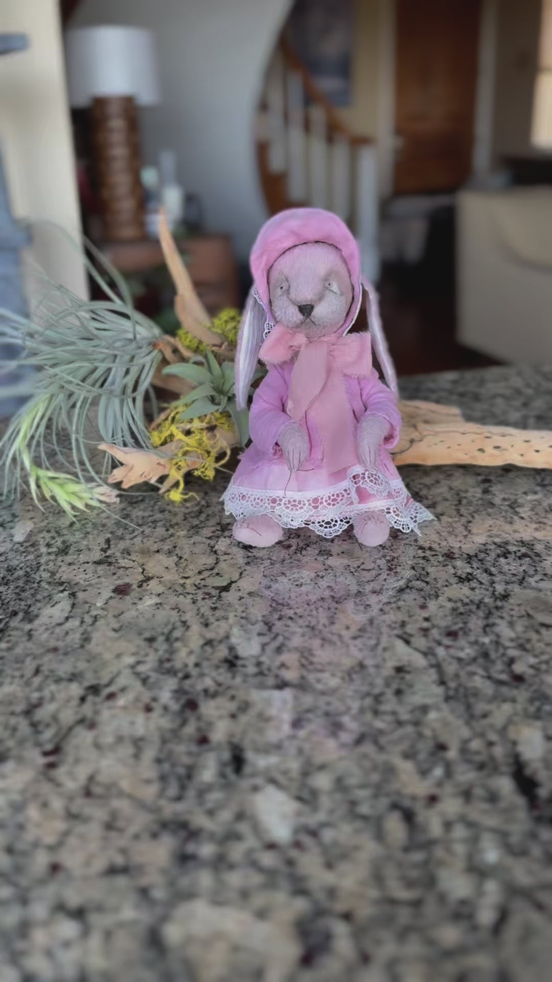 Handmade Collectible OOAK Easter Bunny Plush – 9.5” Traditional Style with Custom Glass Eyes