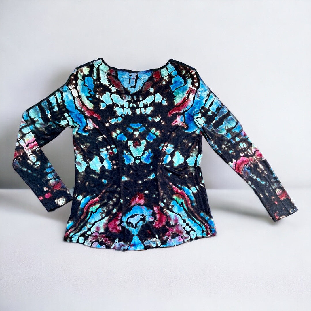 Tahari Hand Tie Dyed Long Sleeve Top Size L